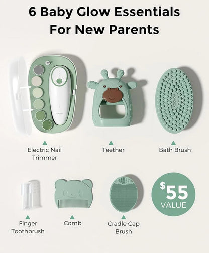 Momcozy Glow Baby Grooming And Cleansing Kit - Green - 6 Pcs