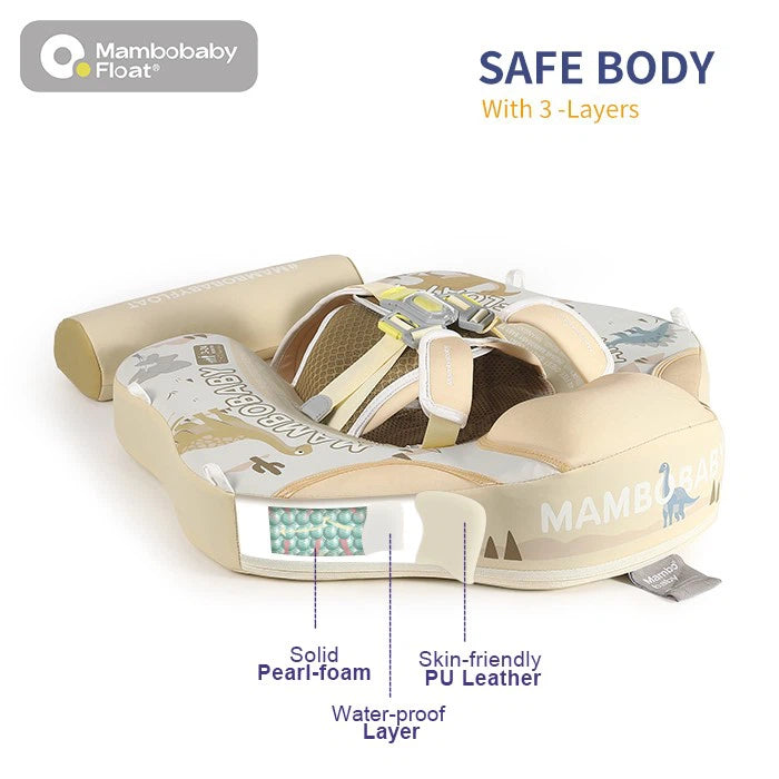 MAMBOBABY BABY FLOAT DINO WORLD BEIGE WITH CANOPY