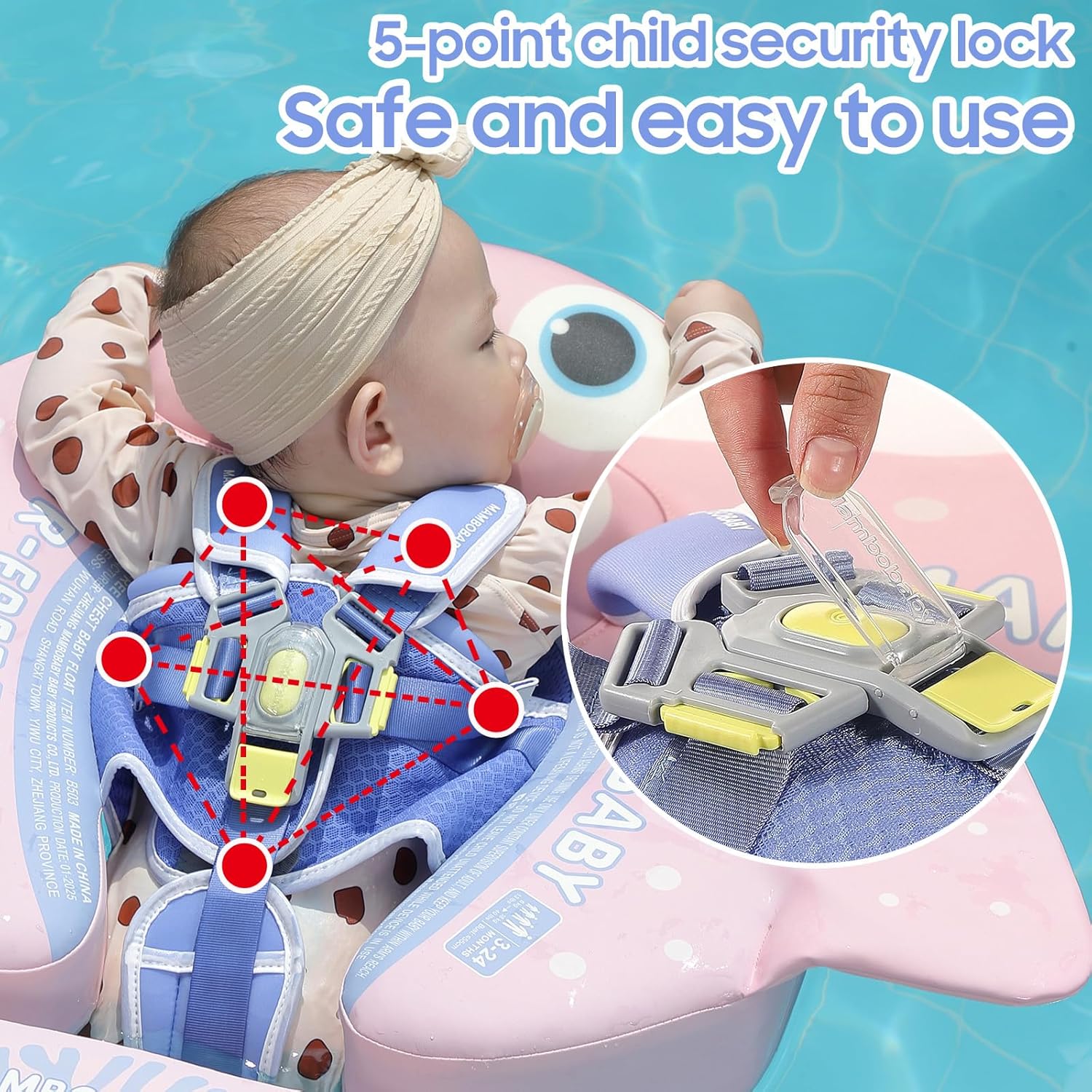 MAMBOBABY BABY FLOAT PINK FISH WITH CANOPY