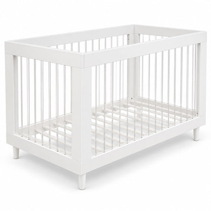Baby Moon  Wooden Baby Cot with Plexi Sides, White – Fits 140 x 70 cm Mattress