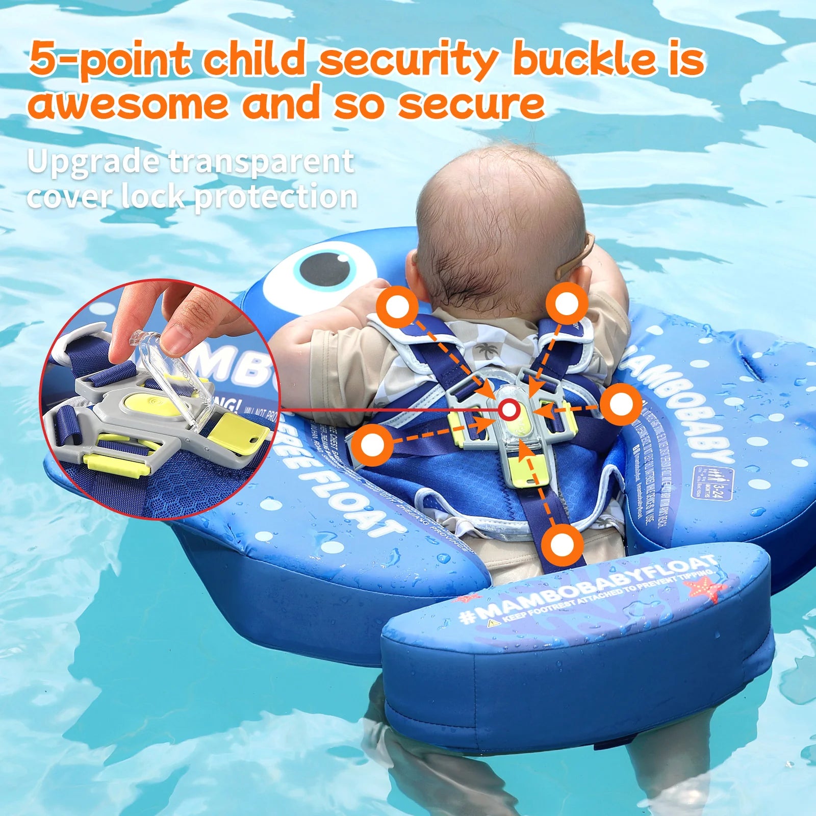 MAMBOBABY BABY FLOAT BLUE FISH WITH CANOPY