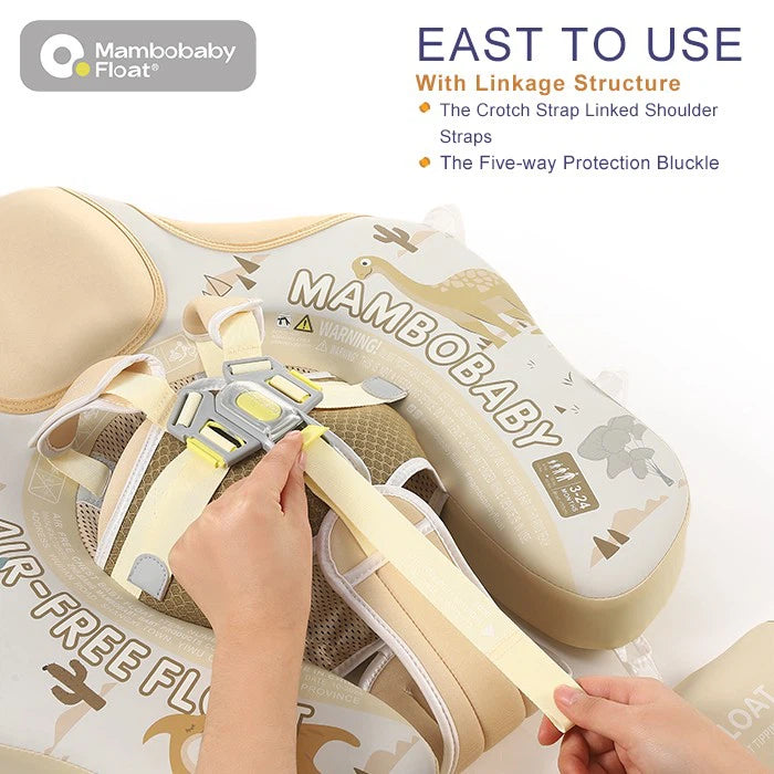 MAMBOBABY BABY FLOAT DINO WORLD BEIGE WITH CANOPY