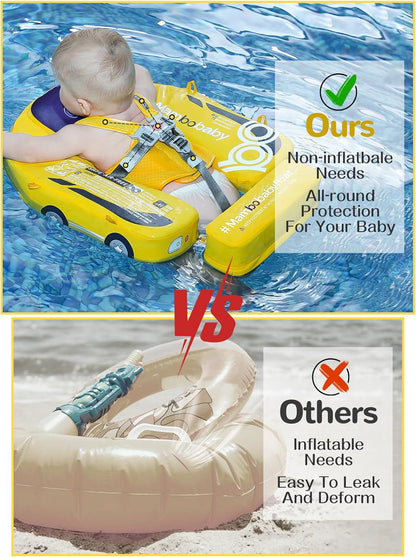 MAMBOBABY BABY FLOAT YELLOW CAR WITH CANOPY