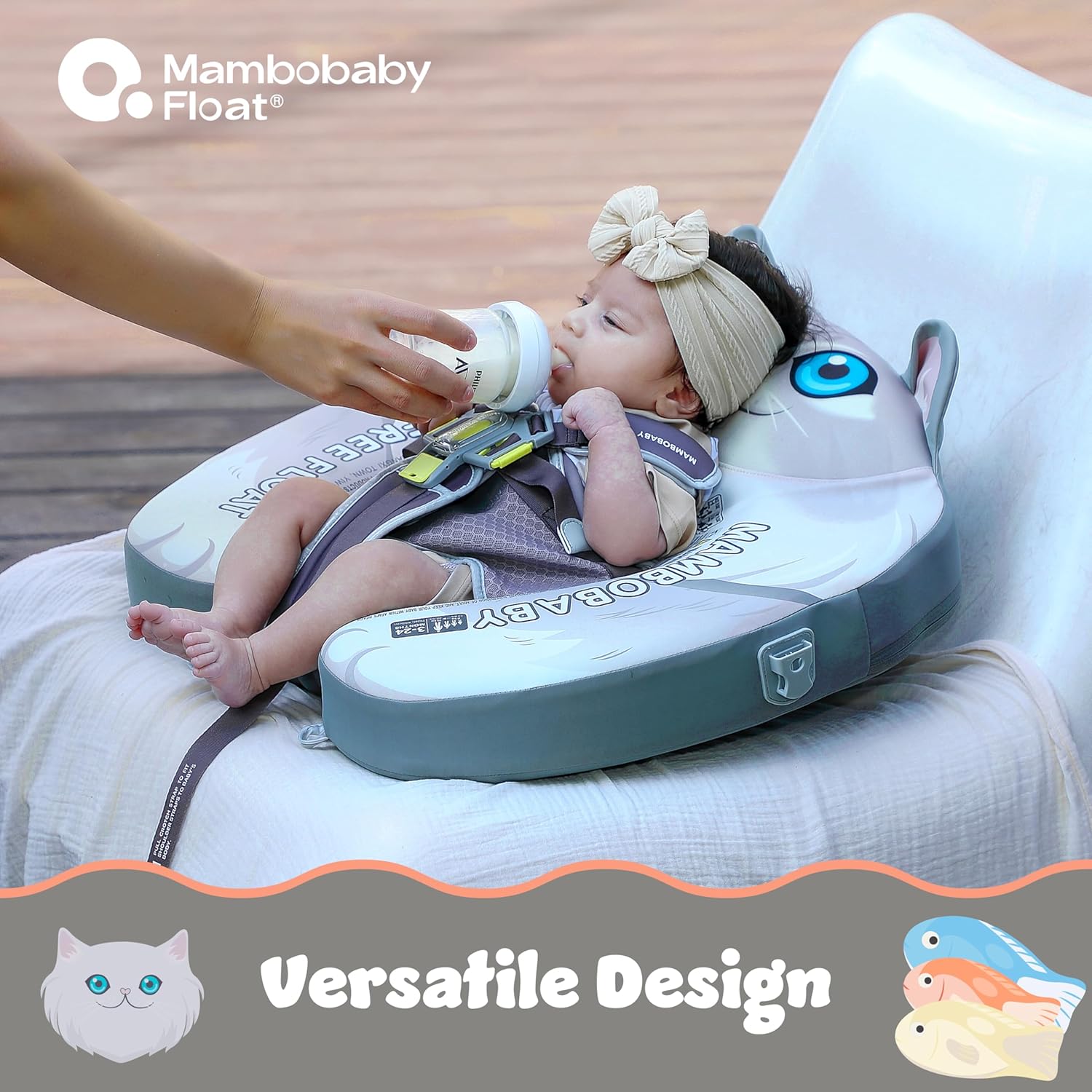 MAMBOBABY BABY FLOAT CAT GREY WITH CANOPY