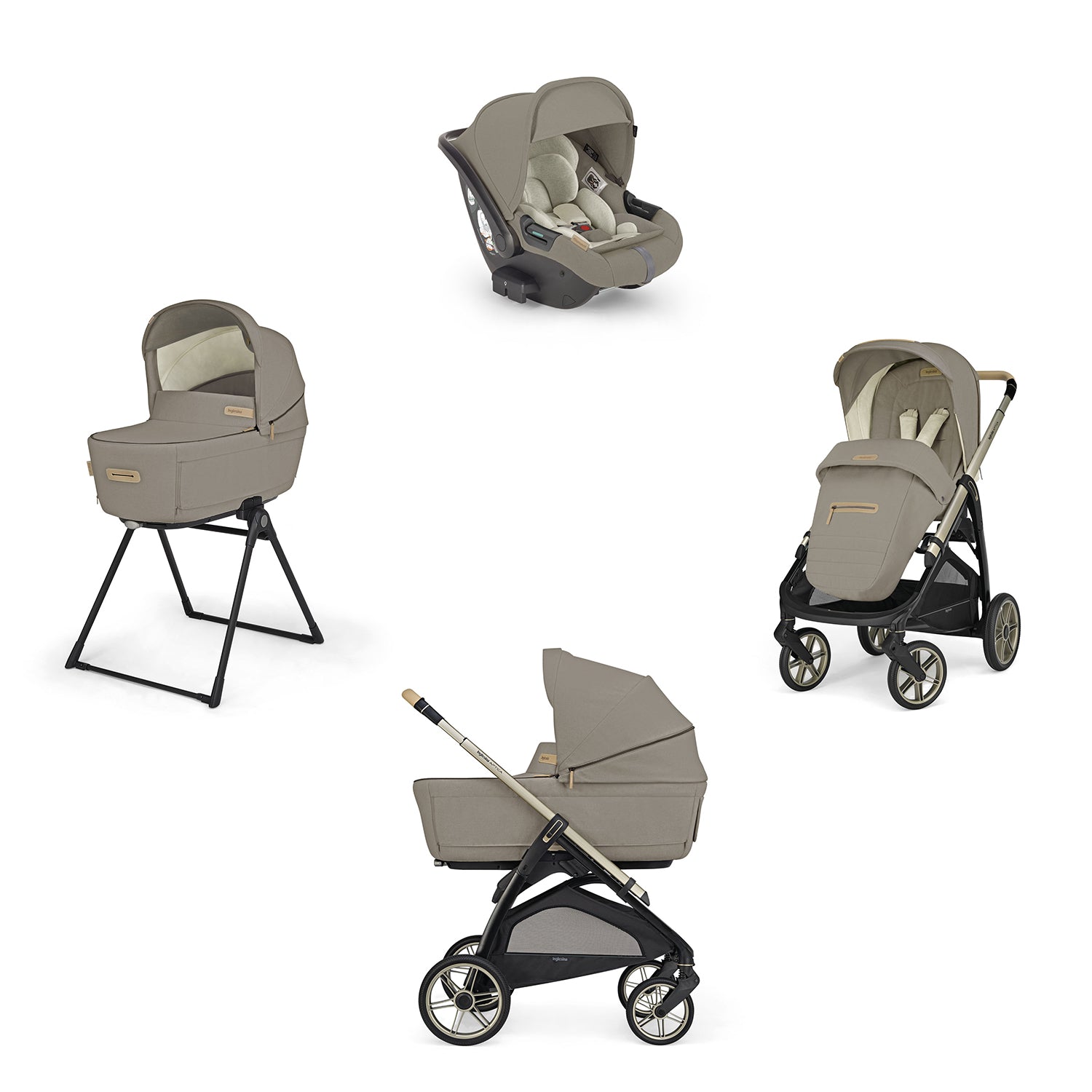INGLESINA ELEMENT STROLLER DARWIN T 4 IN 1 FULL SET+BAG (HONEY BEIGE)