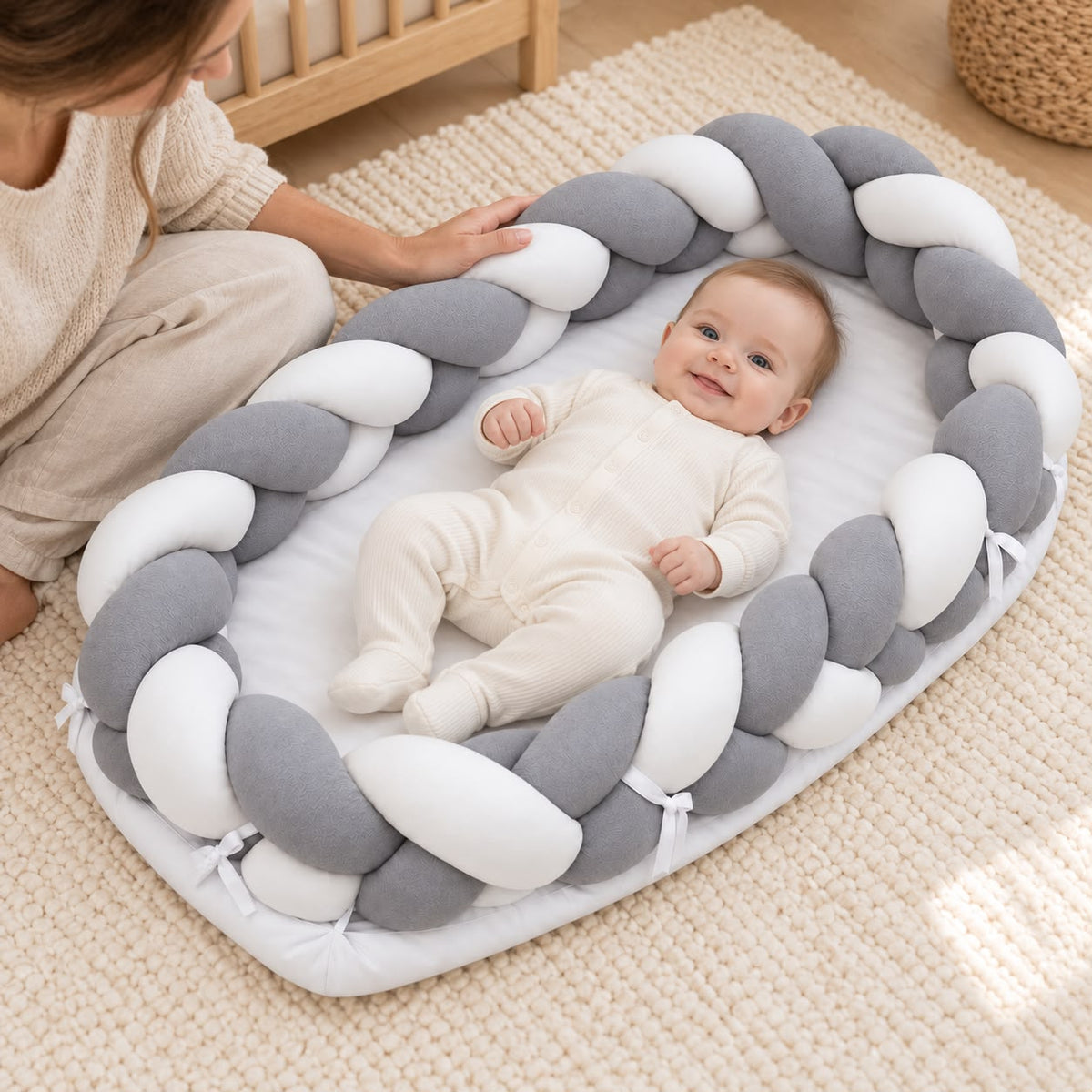 BABY MOON  KNOTTED Wrapped Bumper With Mattress