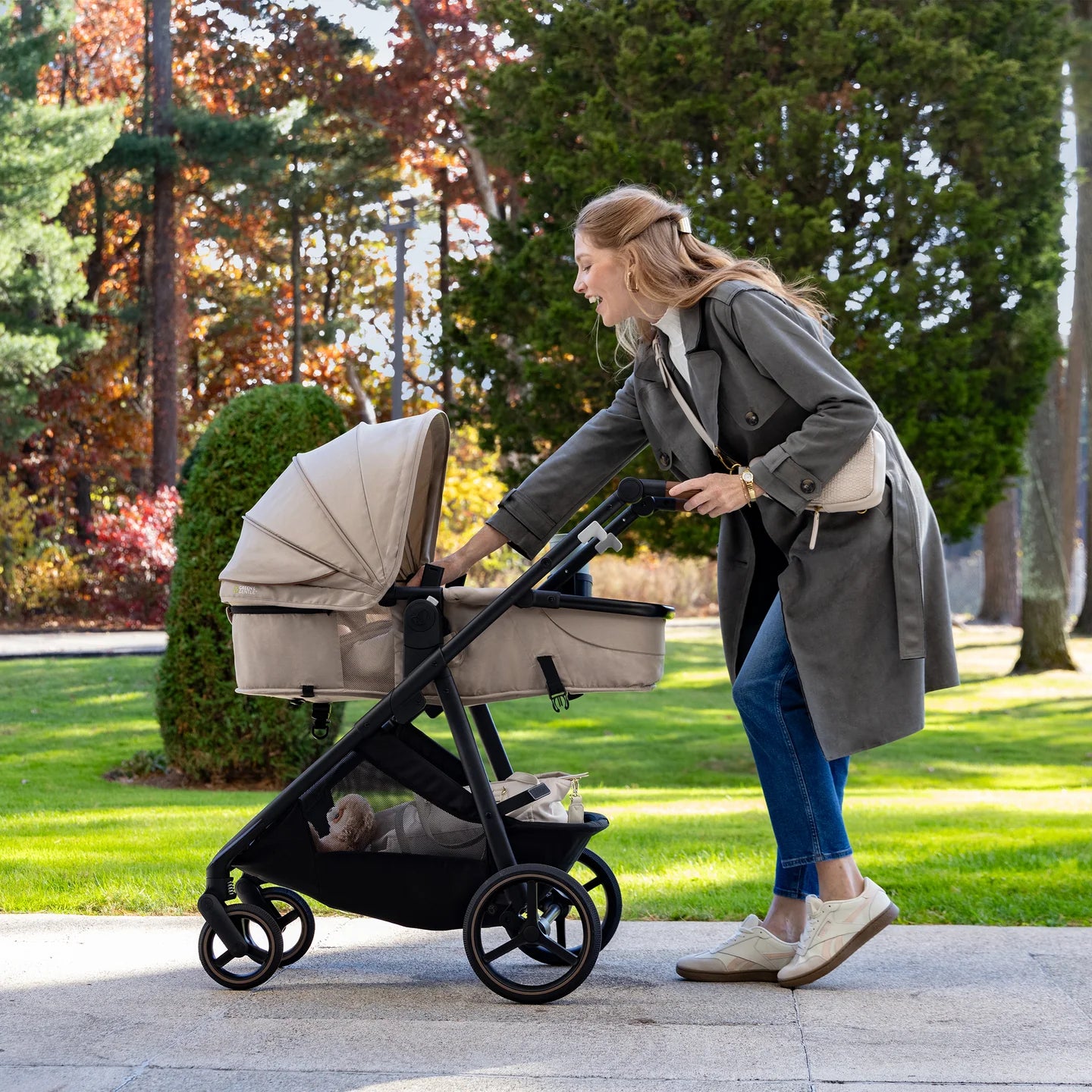 Evenflo - Shyft Intuiti+ Travel System featuring Revolve180 LiteMax NXT with SensorySoothe - Travertine
