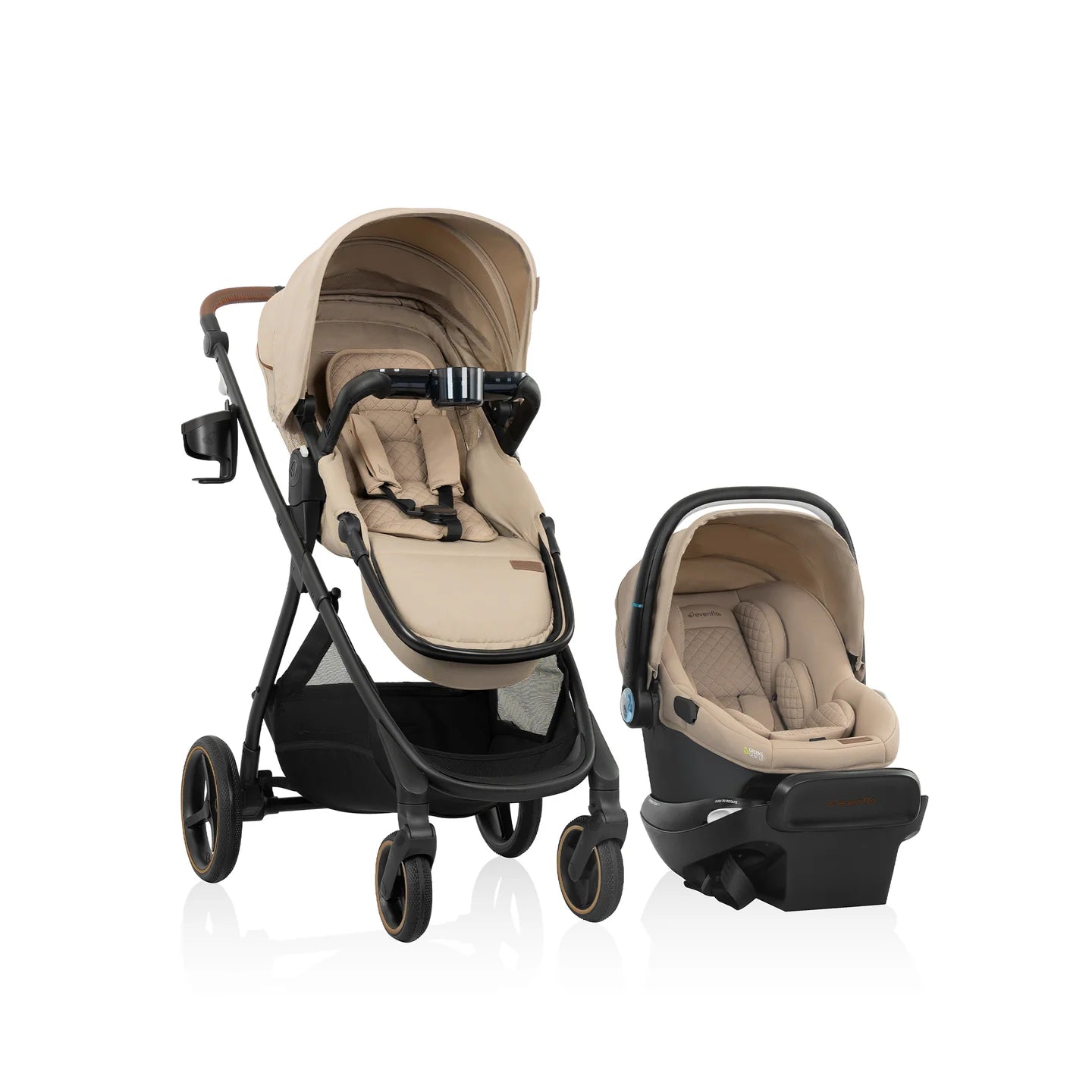 Evenflo - Shyft Intuiti+ Travel System featuring Revolve180 LiteMax NXT with SensorySoothe - Travertine