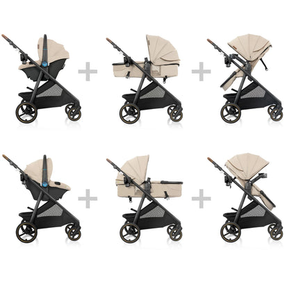 Evenflo - Shyft Intuiti+ Travel System featuring Revolve180 LiteMax NXT with SensorySoothe - Travertine