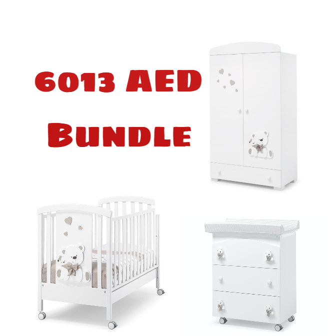 Erbesi Tato Full Set (Crib + Wardrobe + Chest of Drawers )