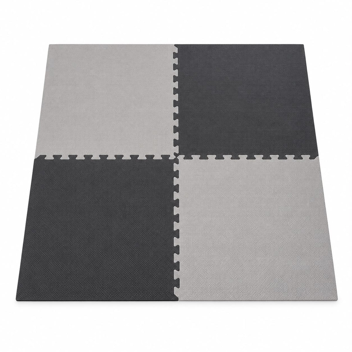 Miila  Interlocking Foam Play Mat – 4 Puzzle Tiles, 120 × 120 cm, Grey &amp; Charcoal
