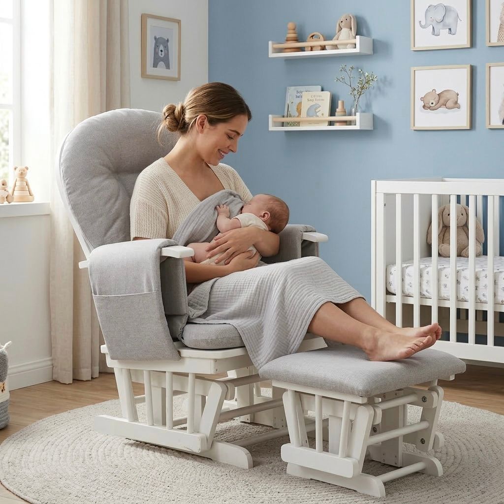 Miila Wooden Nursing Chair Light Grey