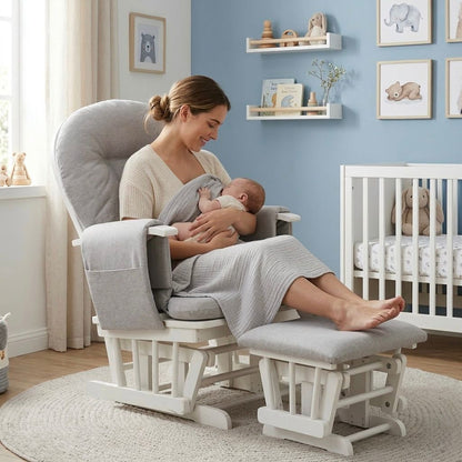 Miila Wooden Nursing Chair Light Grey