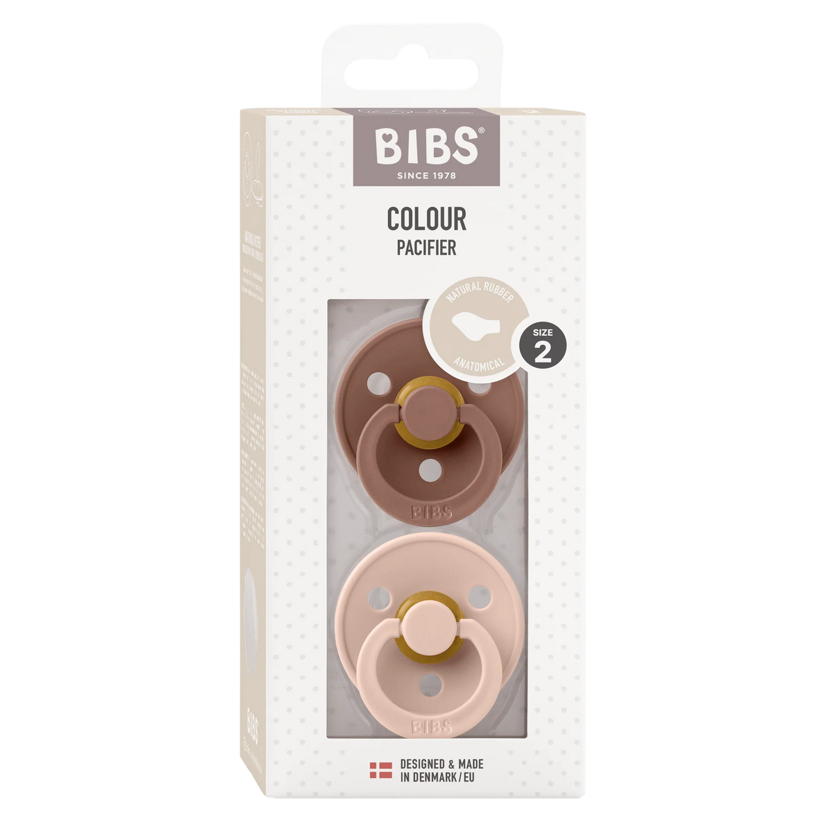 Bibs Pacifier Boheme 2 Pack Latex Anatomical Nipple - Woodchuck/Blush