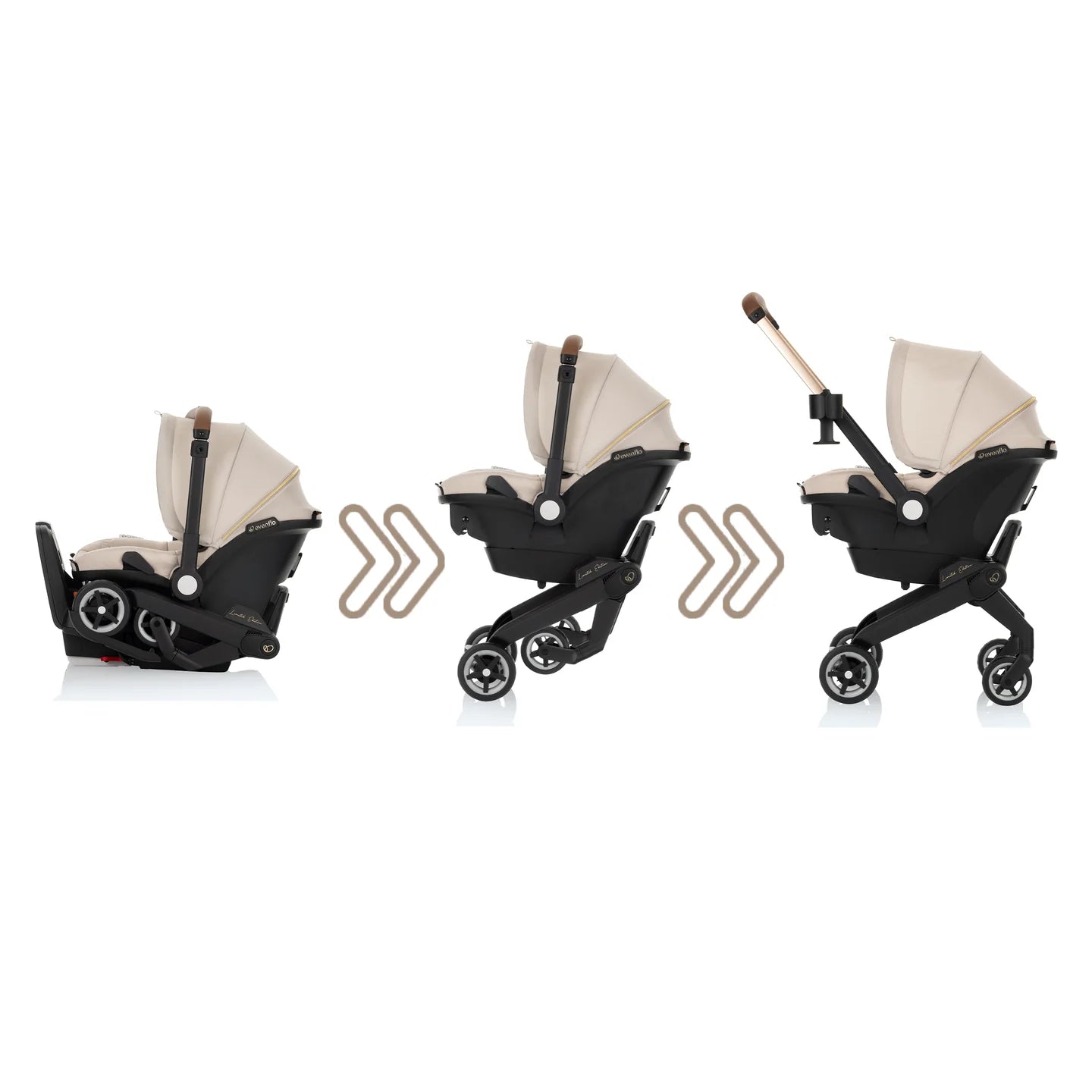 Evenflo - Shyft DualRide with Carryall Infant Car Seat and Stroller Beige (Champagne)