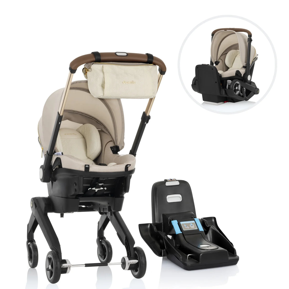 Evenflo - Shyft DualRide with Carryall Infant Car Seat and Stroller Beige (Champagne)