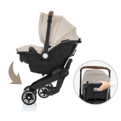 Evenflo - Shyft DualRide with Carryall Infant Car Seat and Stroller Beige (Champagne)