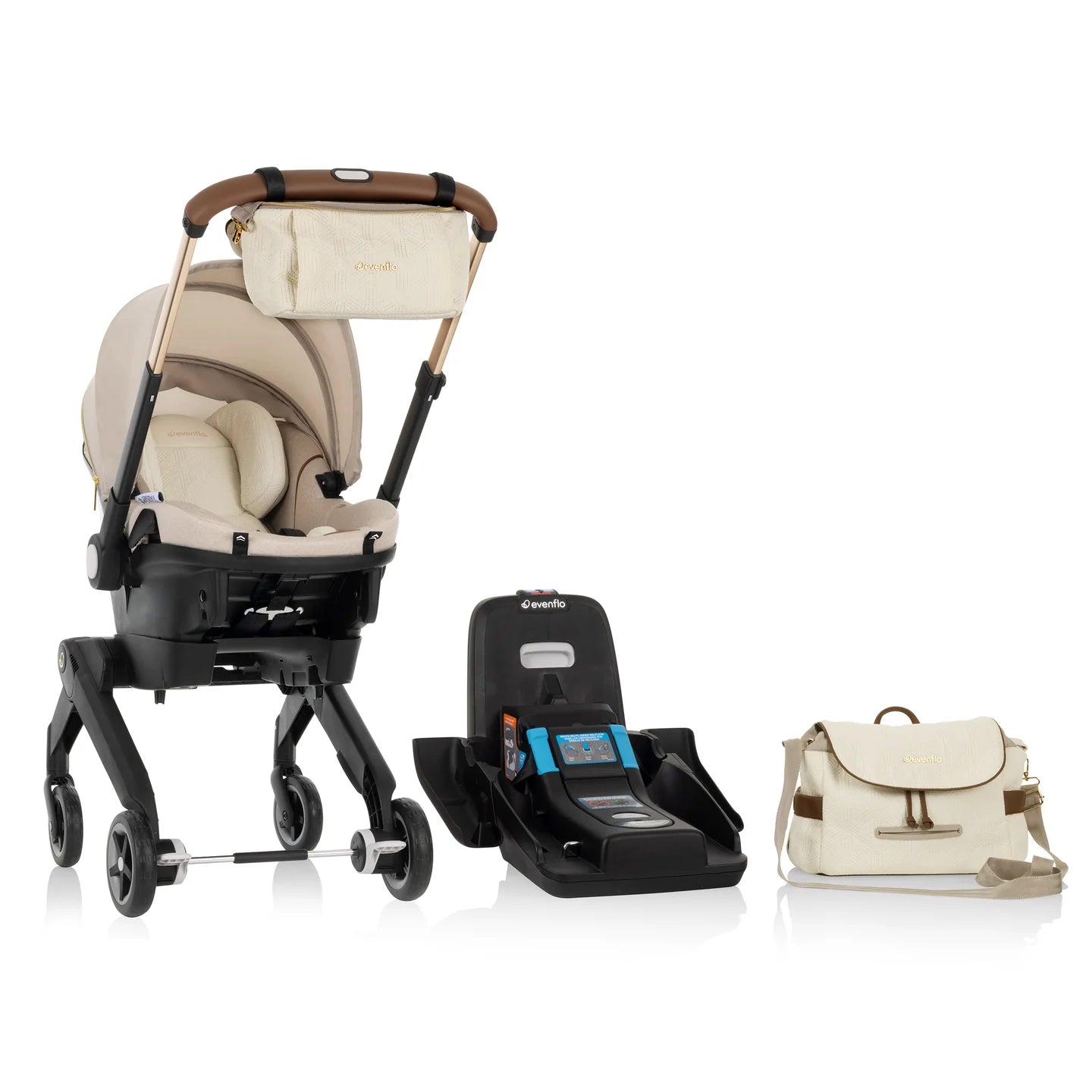 Evenflo - Shyft DualRide with Carryall Infant Car Seat and Stroller Beige (Champagne)
