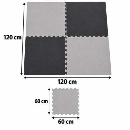 Miila  Interlocking Foam Play Mat – 4 Puzzle Tiles, 120 × 120 cm, Grey &amp; Charcoal