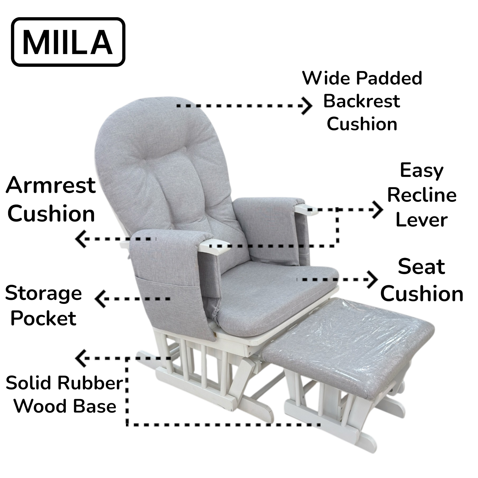 Miila Wooden Nursing Chair Light Grey