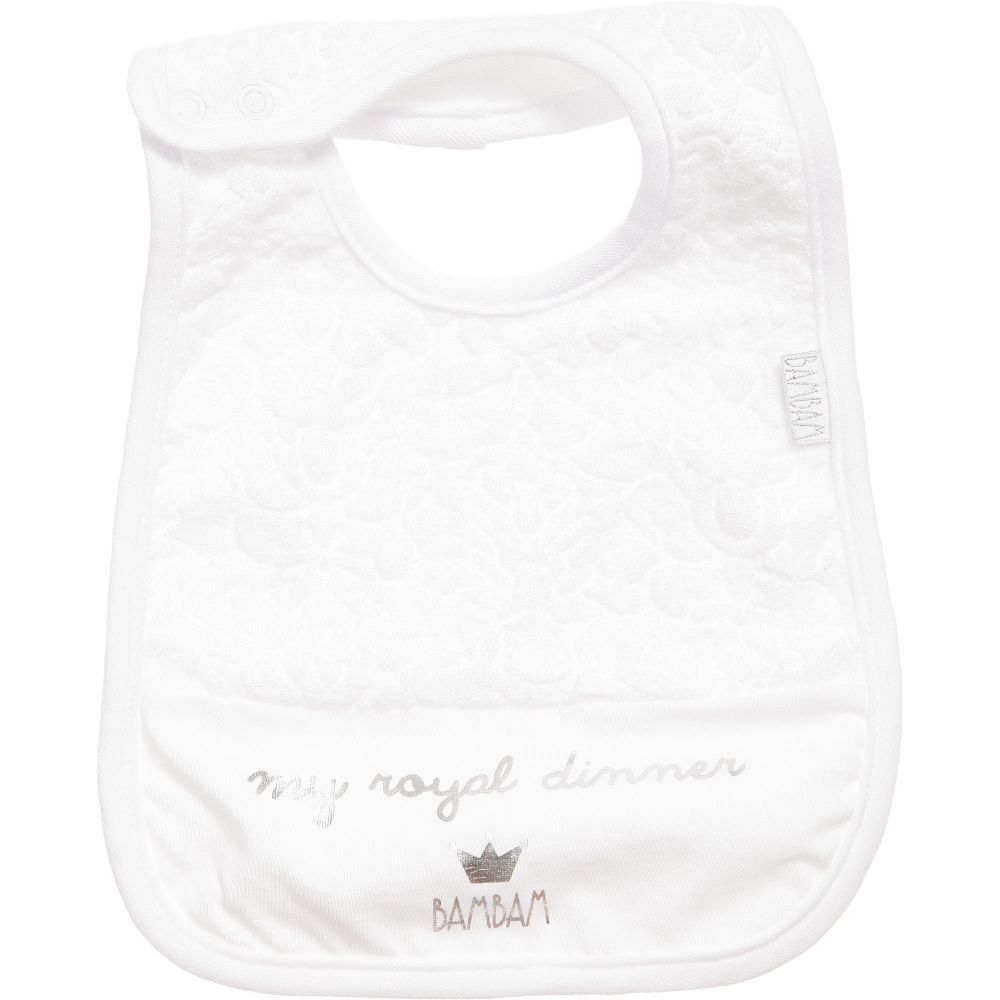 Bambam Baby White Royal Dinner Bib