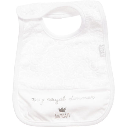 Bambam Baby White Royal Dinner Bib