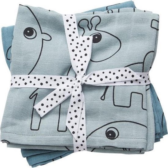 Done By Deer Burp Cloth 2-Pack Contour - Blue
