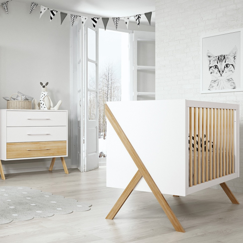 Trama Cot Bed Artech White and Natural wood