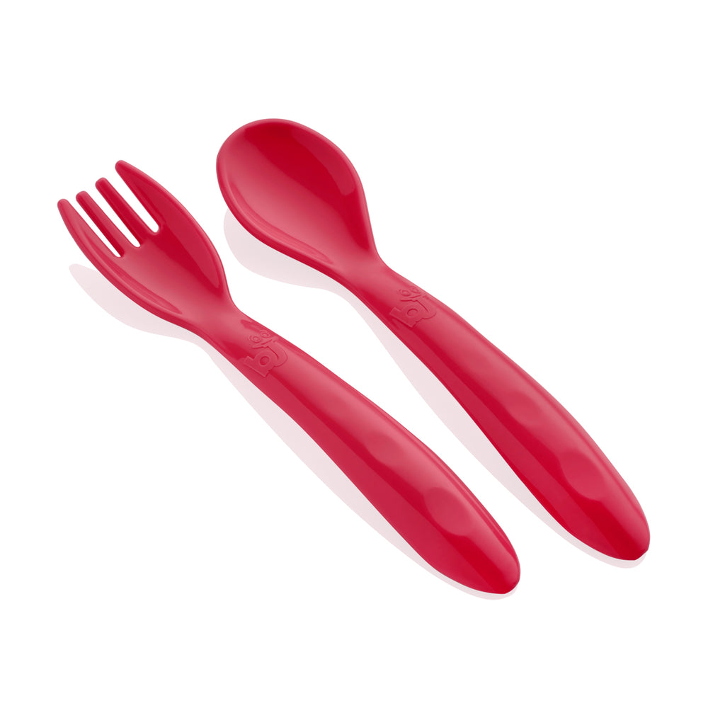 Babyjem Baby Food Spoon And Fork - Red