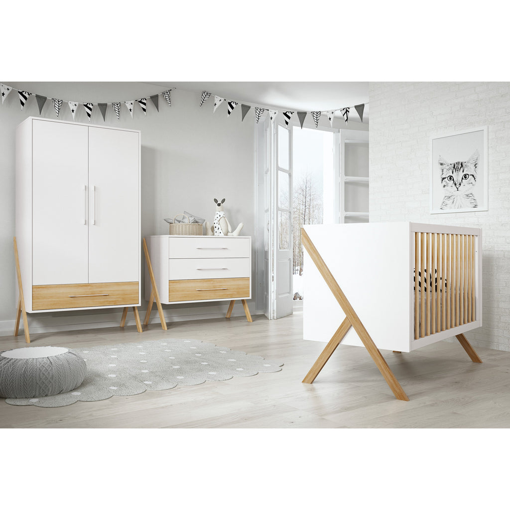 Trama Cot Bed Artech White and Natural wood