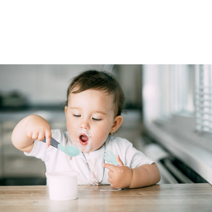 Babyjem Plastic Angled Fork &amp; Spoon Set - Green