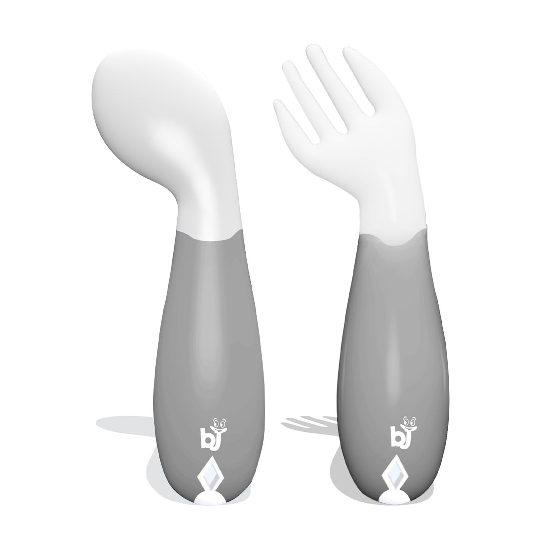 Babyjem Plastic Angled Fork &amp; Spoon Set - White