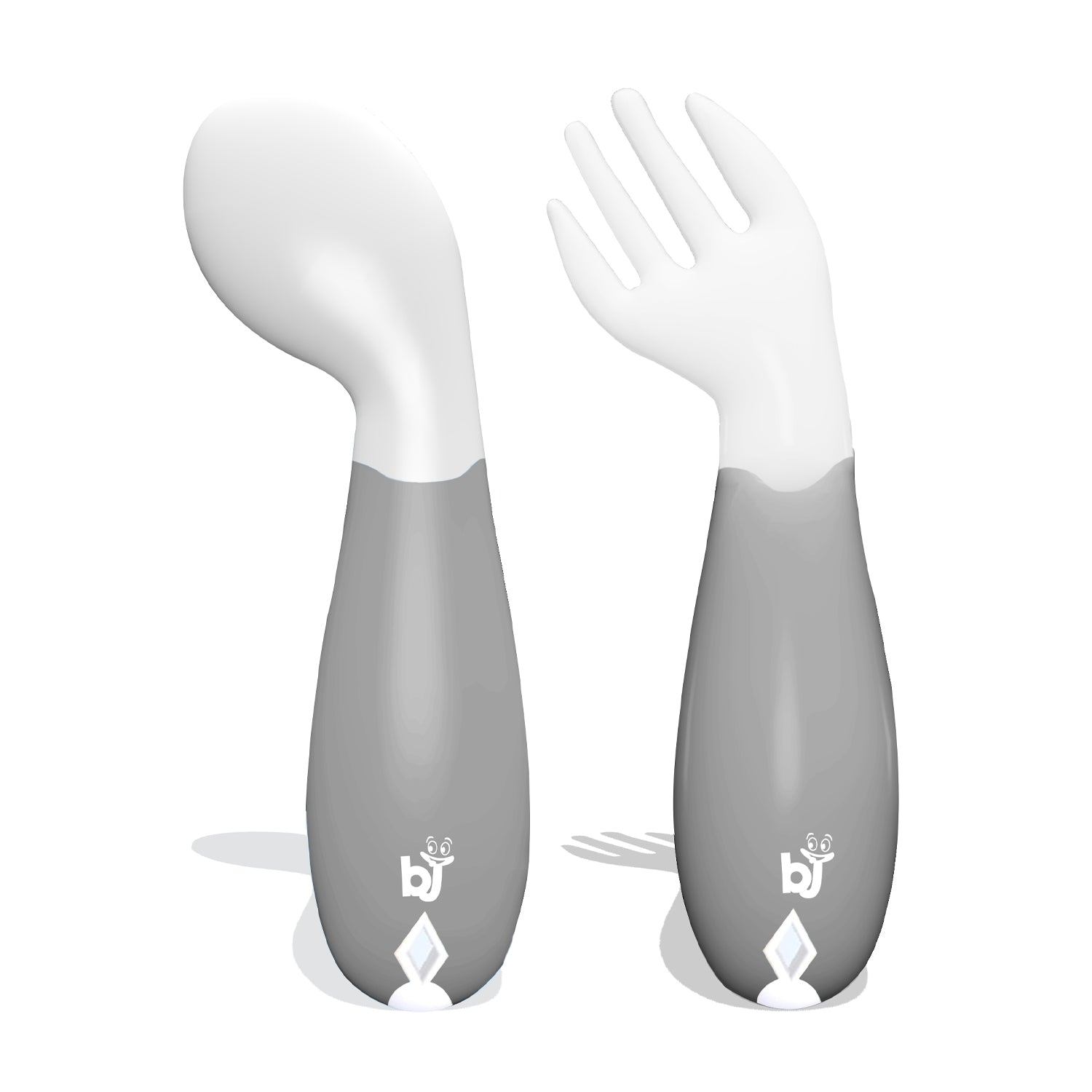 Babyjem Plastic Angled Fork &amp; Spoon Set - White