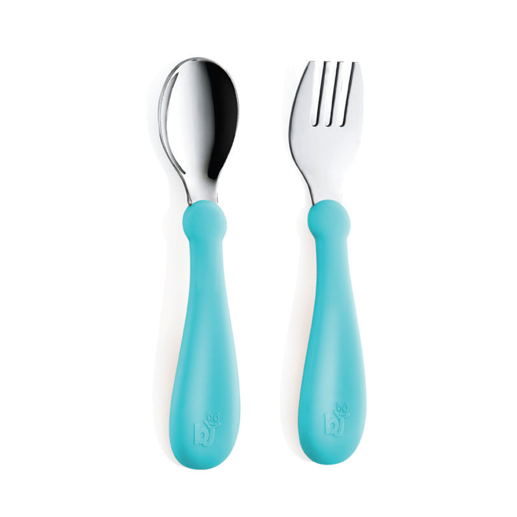 Babyjem Steel Spoon And Fork - Blue