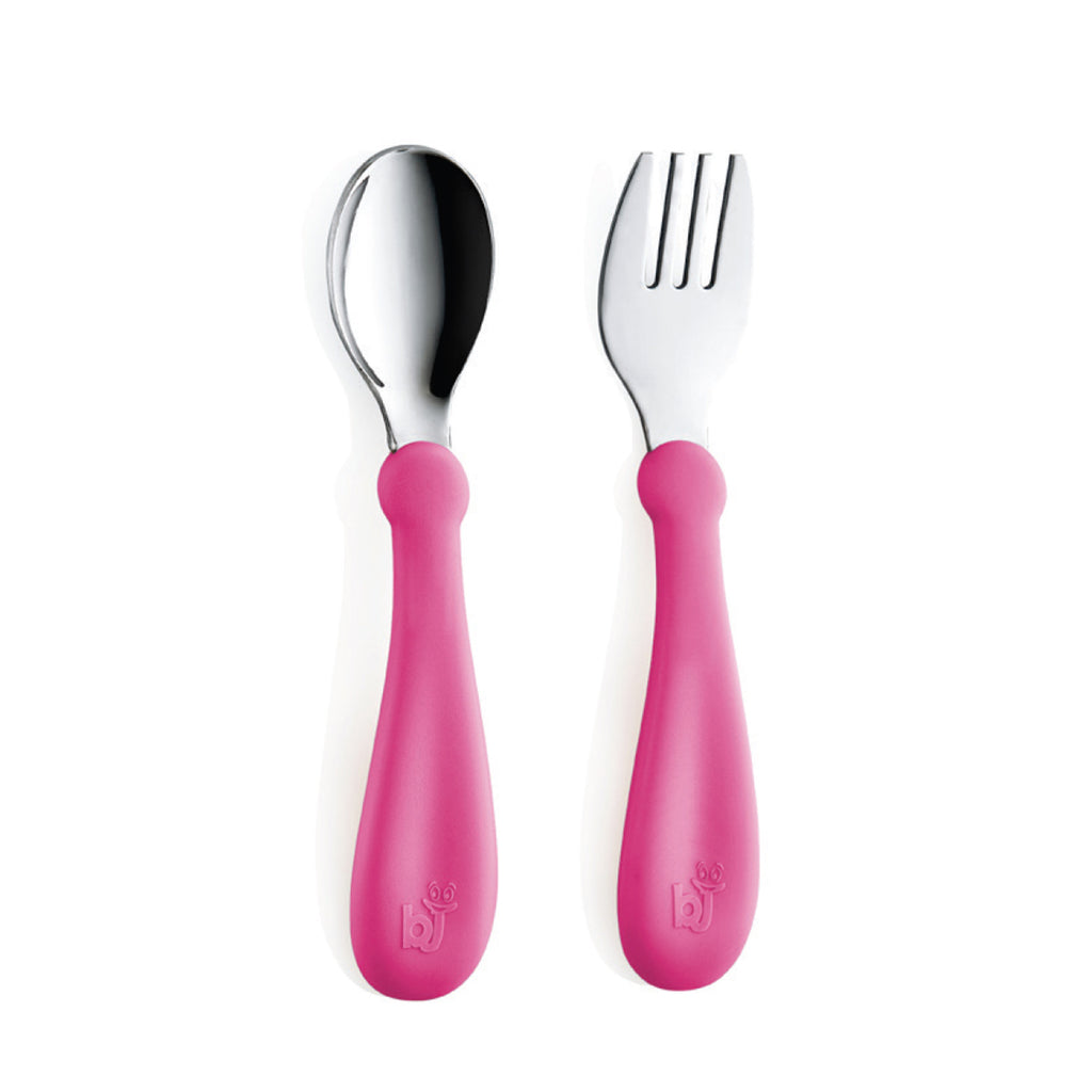 Babyjem Steel Spoon And Fork - Pink