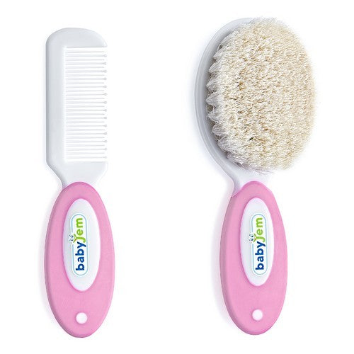Babyjem Brush Comb Set Natural Bristle / Pink