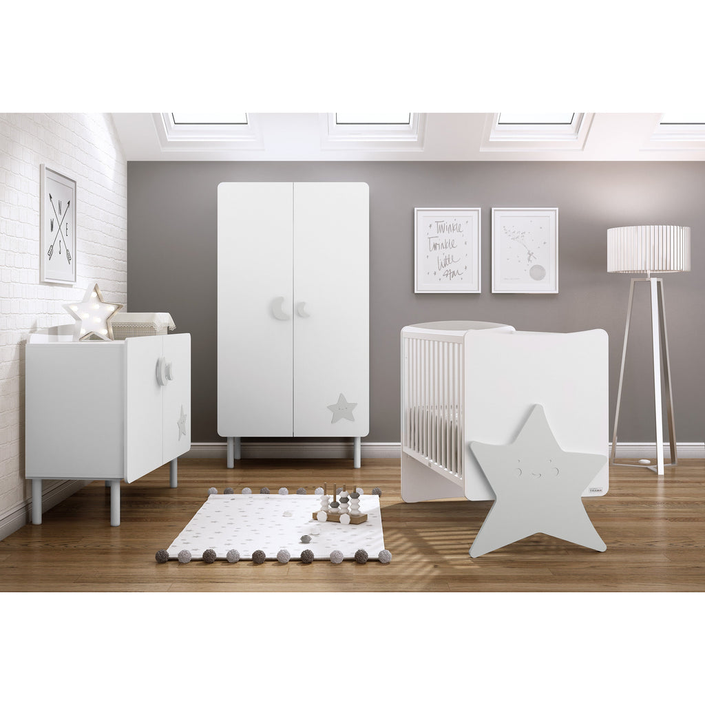 Trama Cot Bed Hada White and Grey Star