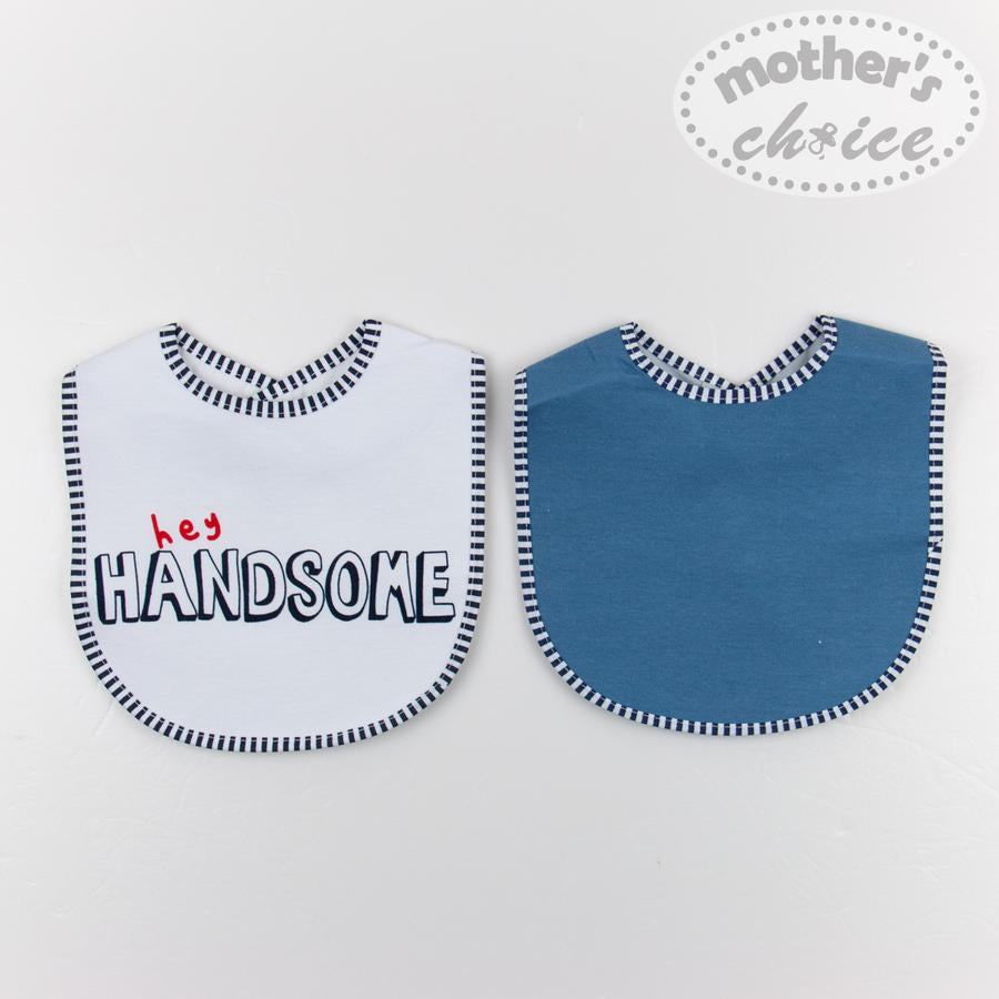 Mother's Choice Water Resistant Velcro 2 Pack Bibs - Hey Handsome