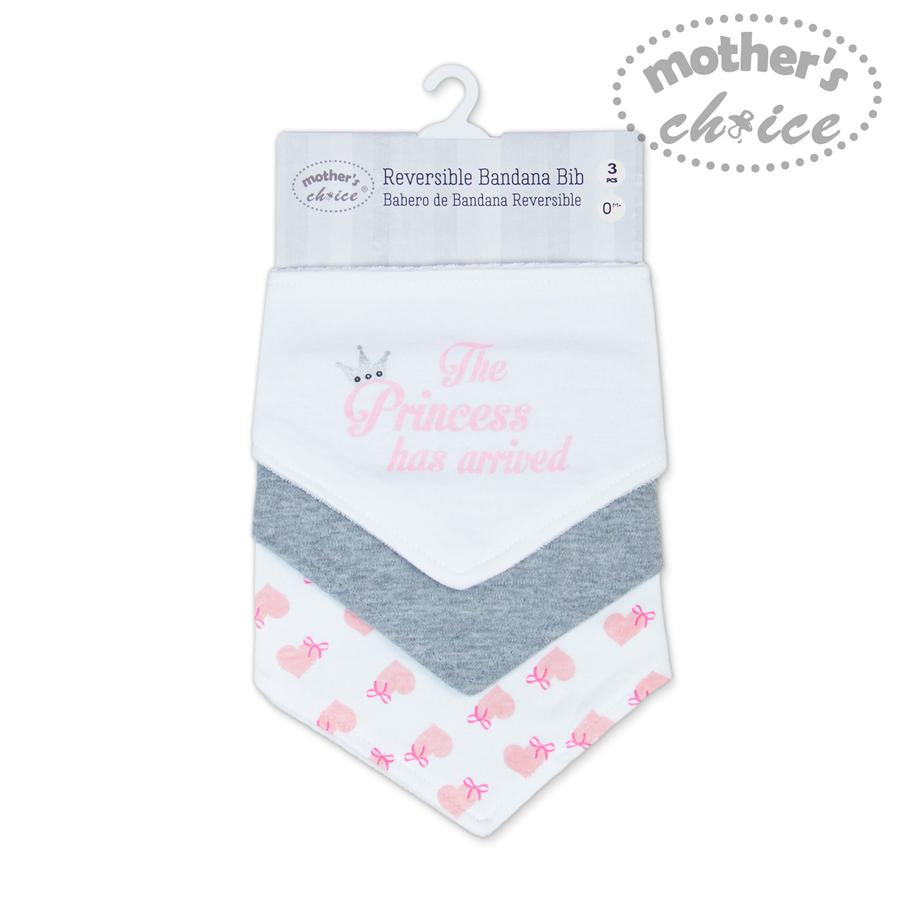 Mother's Choice Snap Closure 3 Pack Triangle Bibs - The Princess Has Arrived