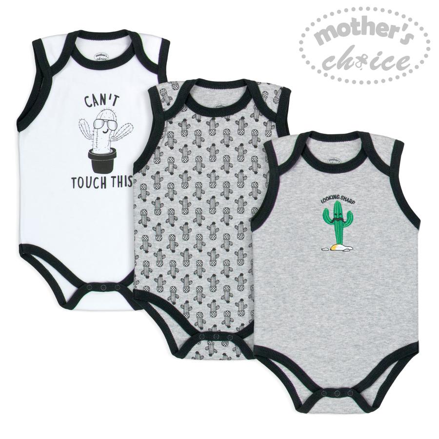 Mother's Choice 3 Pack Sleeveless Summer Bodysuits - Cactus