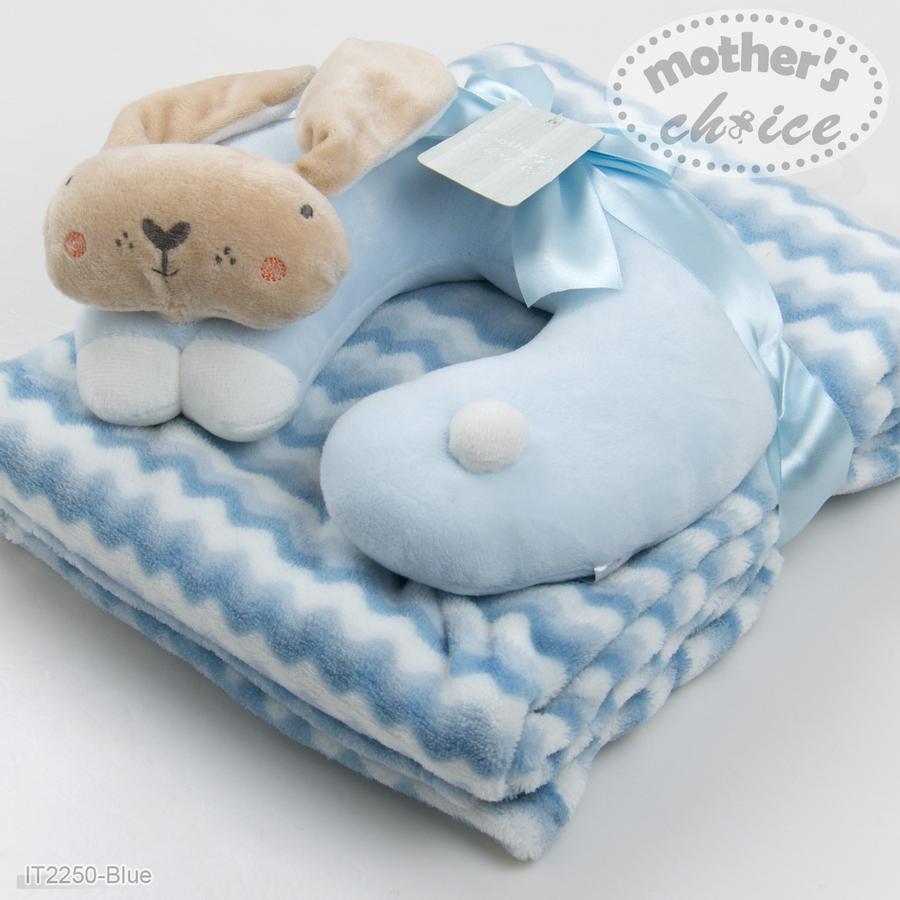 Mother's Choice Baby Blanket With Pillow- Blue