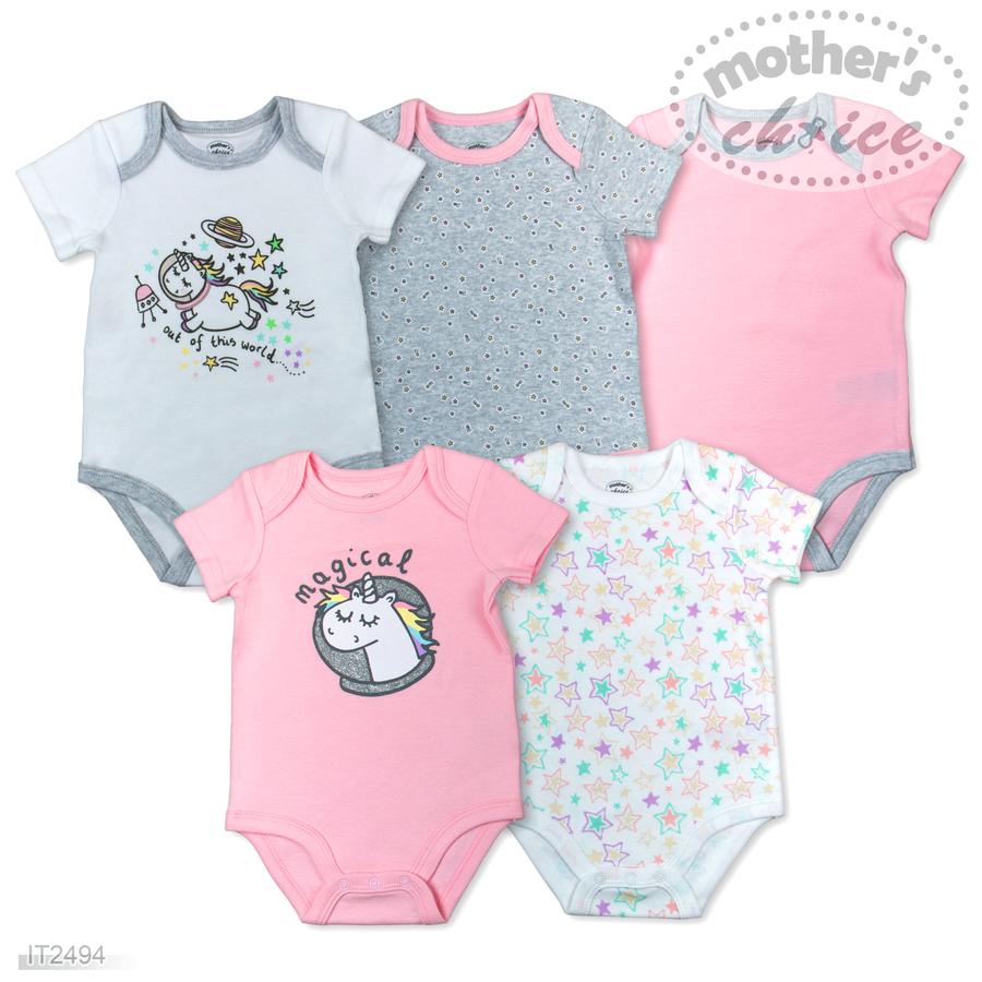 Mother's Choice 5 Pack Short Sleeve Bodysuits -Magical
