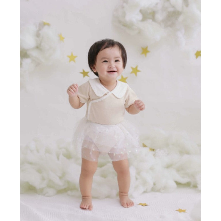 Bobi Craft Chiffon Twinkle Star Dress - White