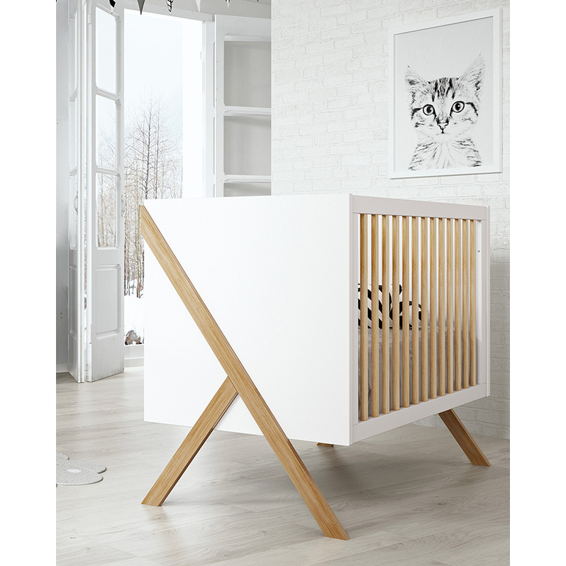 Trama Cot Bed Artech White and Natural wood