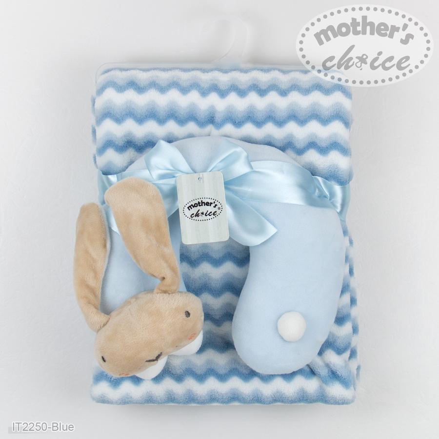 Mother's Choice Baby Blanket With Pillow- Blue
